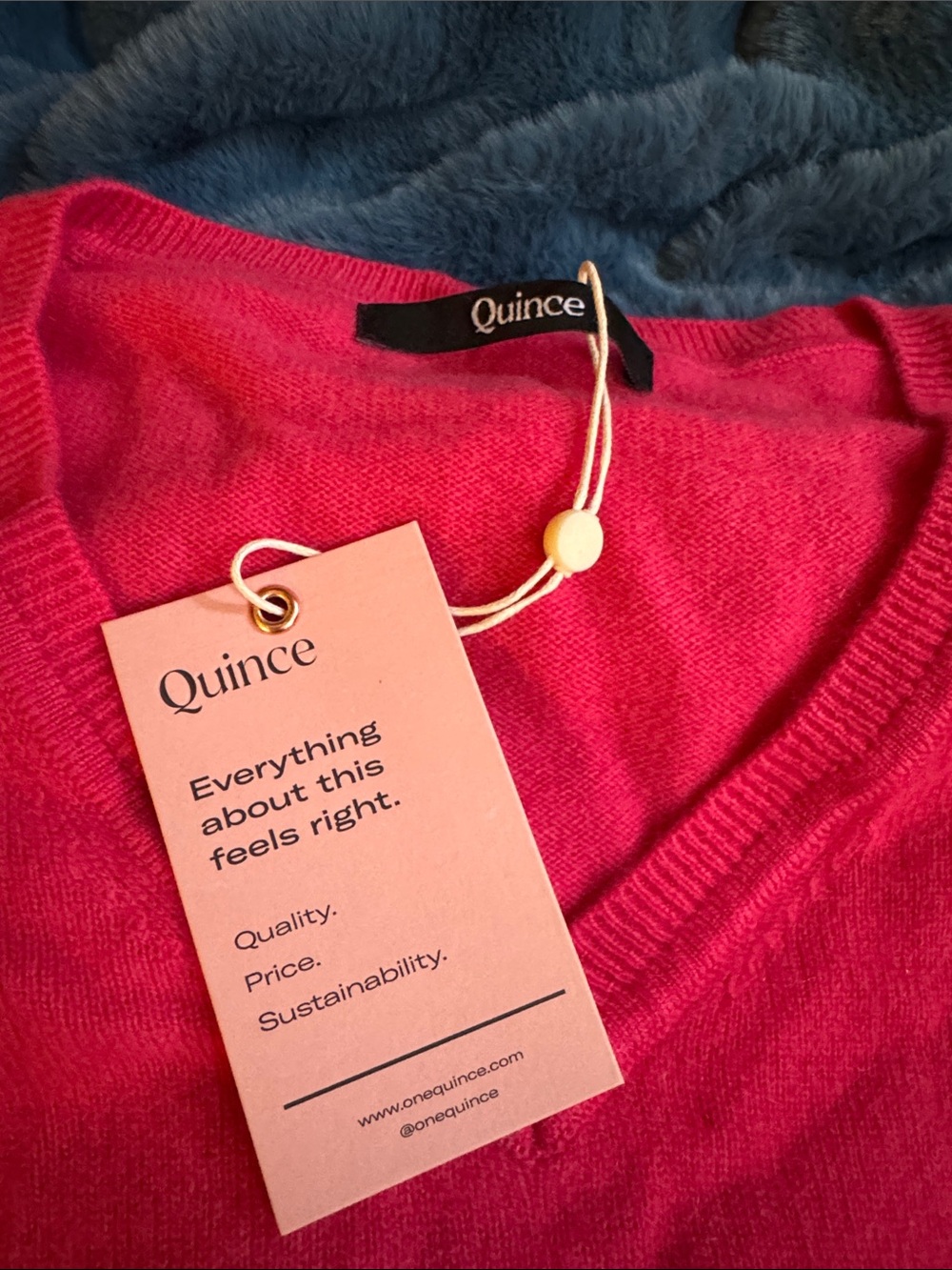 Quince Women's Cashmere V-Neck Sweater in Bright Pink - Picture 2 of 4